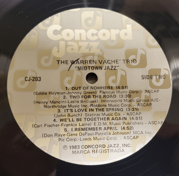 The Warren Vaché Trio With John Bunch And Phil Flanigan : Midtown Jazz (LP, Album)