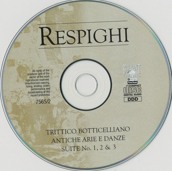 Ottorino Respighi : Fontane Di Roma, Pini Di Roma, Feste Di Roma, Antiche Arie E Danze (2xCD, Comp)