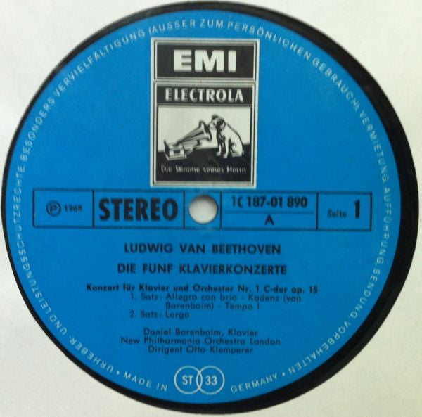 Ludwig van Beethoven - Daniel Barenboim - Otto Klemperer : Die Fünf Klavierkonzerte / Chorfantasie C-moll Op. 80 (4xLP + Box)