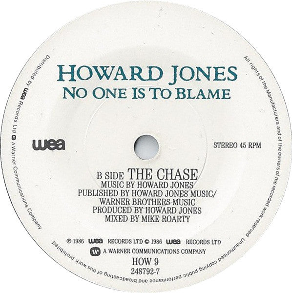 Howard Jones : No One Is To Blame (7", Single, Pap)