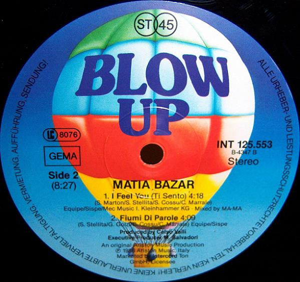 Matia Bazar : Ti Sento (12", Maxi)