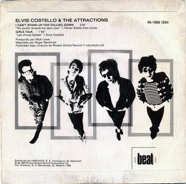 Elvis Costello & The Attractions : I Can't Stand Up For Falling Down (7", Single)