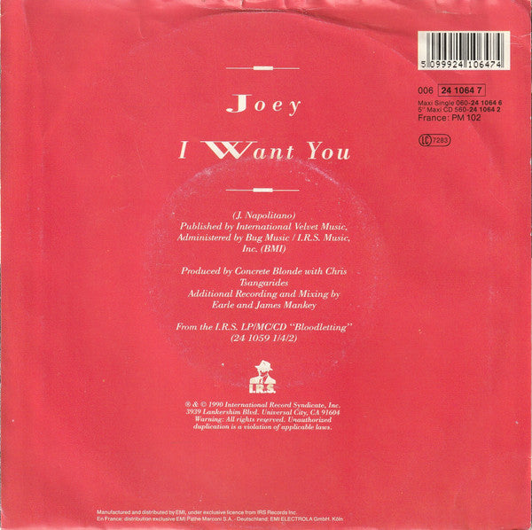 Concrete Blonde : Joey (7", Single, Ger)