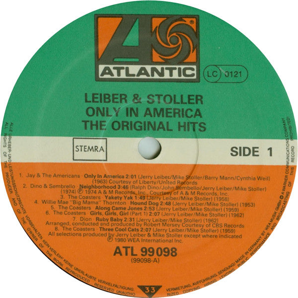Leiber & Stoller : Only In America (2xLP, Comp, Mono, Gat)