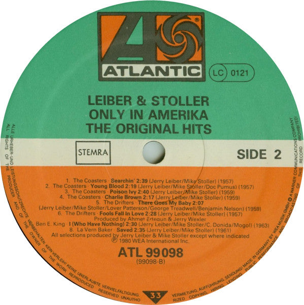 Leiber & Stoller : Only In America (2xLP, Comp, Mono, Gat)