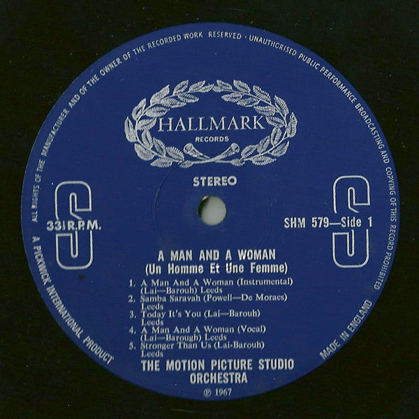 The Motion Picture Studio Orchestra : A Man And A Woman (Un Homme Et Une Femme) (LP, Album)