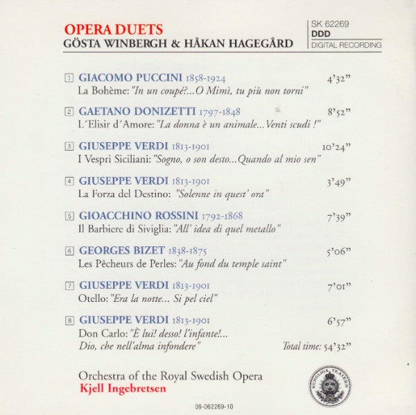 Gösta Winbergh & Håkan Hagegård, Kungliga Hovkapellet, Kjell Ingebretsen : Opera Duets (CD)