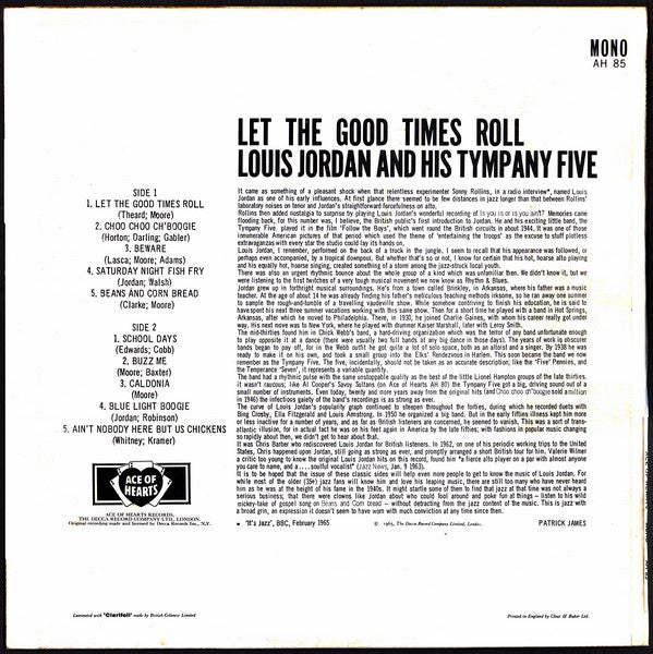Louis Jordan And His Tympany Five : Let The Good Times Roll (LP, Album, Comp, Mono)