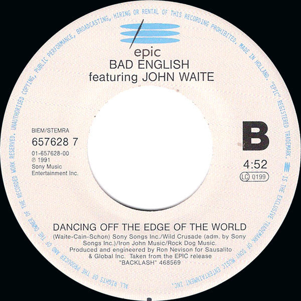 Bad English Featuring John Waite : Time Stood Still (7", Single)