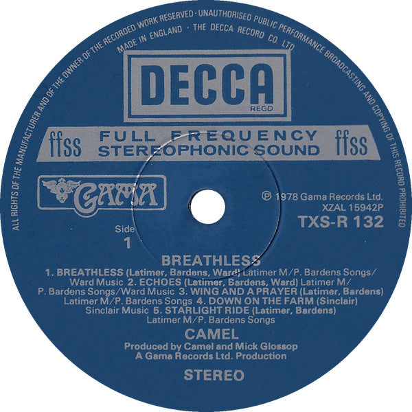 Camel : Breathless (LP, Album)