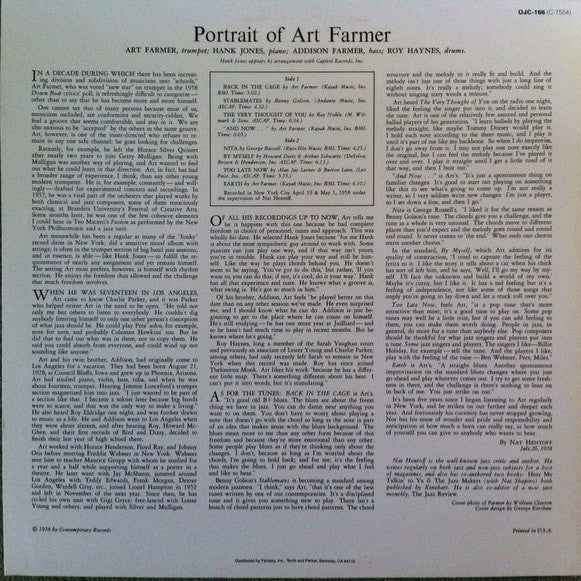 Art Farmer : Portrait Of Art Farmer (LP, Album, RE)