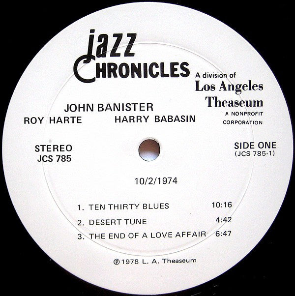 The John Banister Trio : Ten Thirty Blues (LP, Album)
