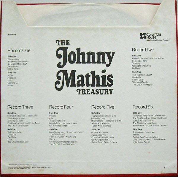 Johnny Mathis : The Johnny Mathis Treasury (Box + 6xLP, Comp)