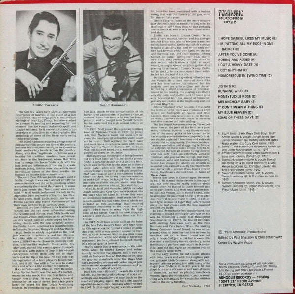 Stuff Smith, Emilio Caceres, Svend Asmussen : Hot Swing Fiddle Classics (1936-1943) (LP, Comp)