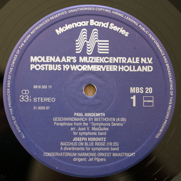 Conservatorium Harmonie-Orkest Maastricht : Bacchus On Blue Ridge (LP)