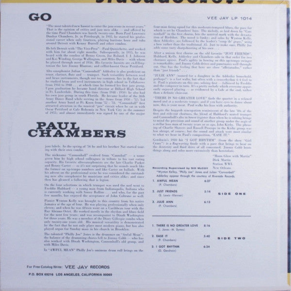 Paul Chambers (3) : Go (LP, Album, Mono, RP)