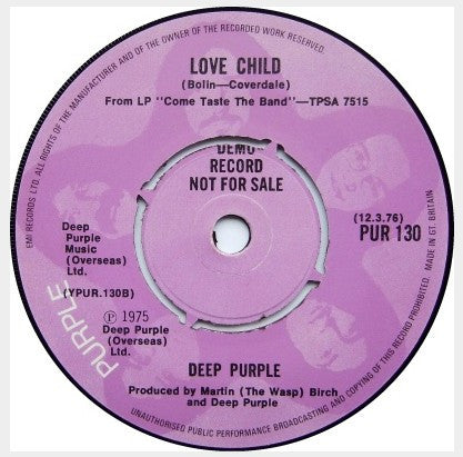 Deep Purple : You Keep On Moving / Love Child (7", Promo)