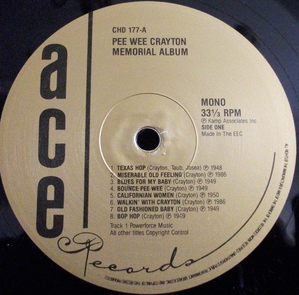 Pee Wee Crayton : Memorial Album (LP, Comp, Mono)