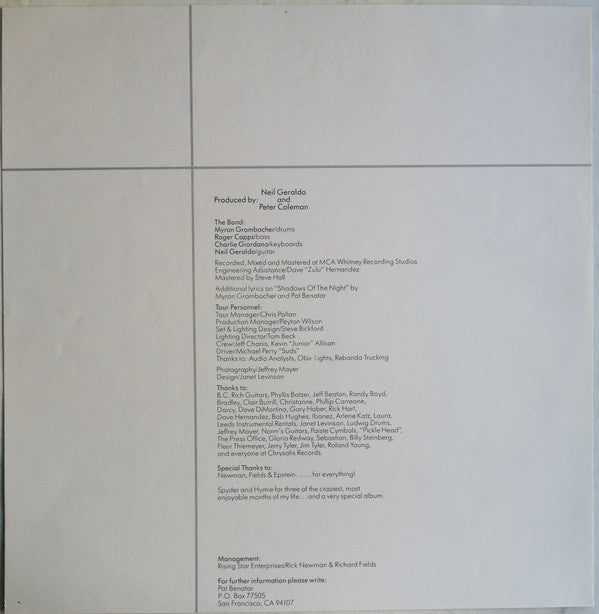 Pat Benatar : Get Nervous = Ponte Nervioso (LP, Album)