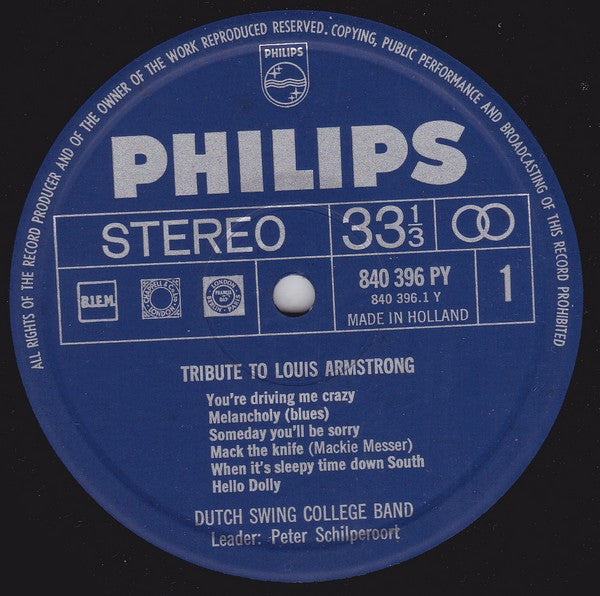 The Dutch Swing College Band : Tribute To Louis Armstrong (LP, Album)
