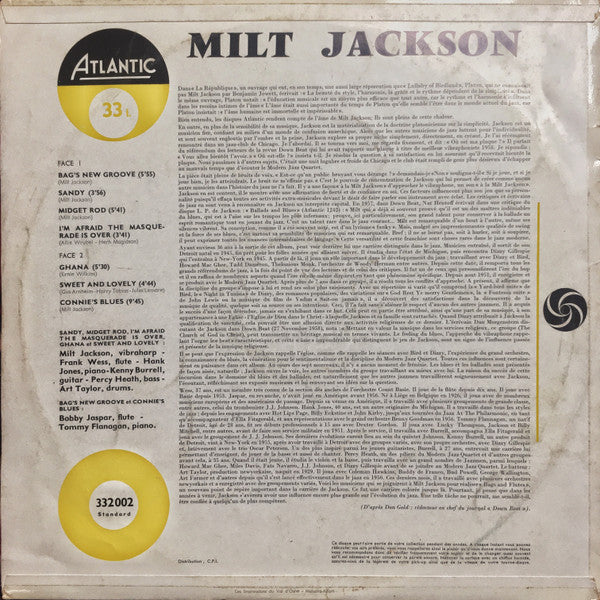 Milt Jackson : Milt Jackson (LP, Album, Mono)