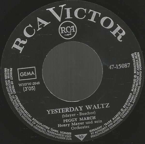 Peggy March : Yesterday Waltz / Wedding In My Dreams (7", Single)