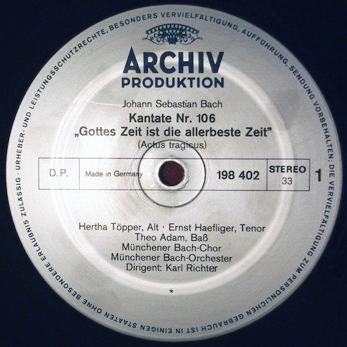 Johann Sebastian Bach : »Actus Tragicus«, BWV 106 / Ach Wie Flüchtig, Ach Wie Nichtig, BWV 26 (LP, Album)