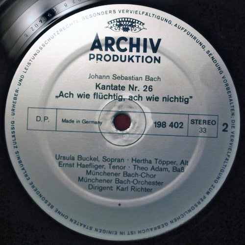 Johann Sebastian Bach : »Actus Tragicus«, BWV 106 / Ach Wie Flüchtig, Ach Wie Nichtig, BWV 26 (LP, Album)