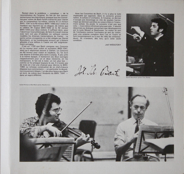 Johann Sebastian Bach - Itzhak Perlman, English Chamber Orchestra, Daniel Barenboim : Concertos Pour Violon, 2° Disque (LP)