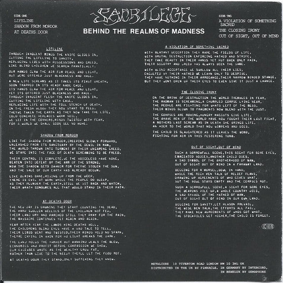 Sacrilege : Behind The Realms Of Madness (CD, Album, RE)