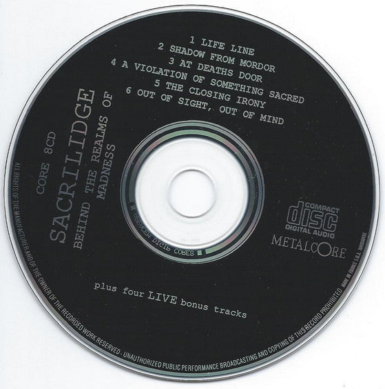 Sacrilege : Behind The Realms Of Madness (CD, Album, RE)