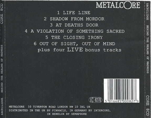 Sacrilege : Behind The Realms Of Madness (CD, Album, RE)