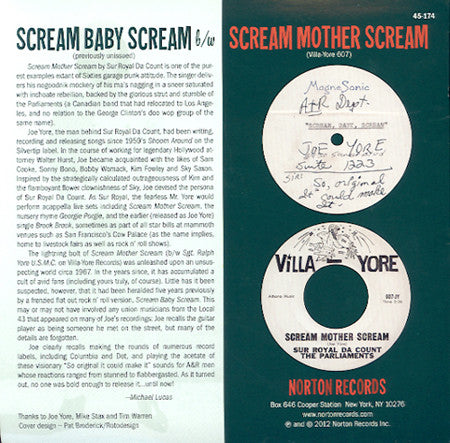 Sur Royal Da Count & The Parliaments : Scream Baby Scream (7", Single)