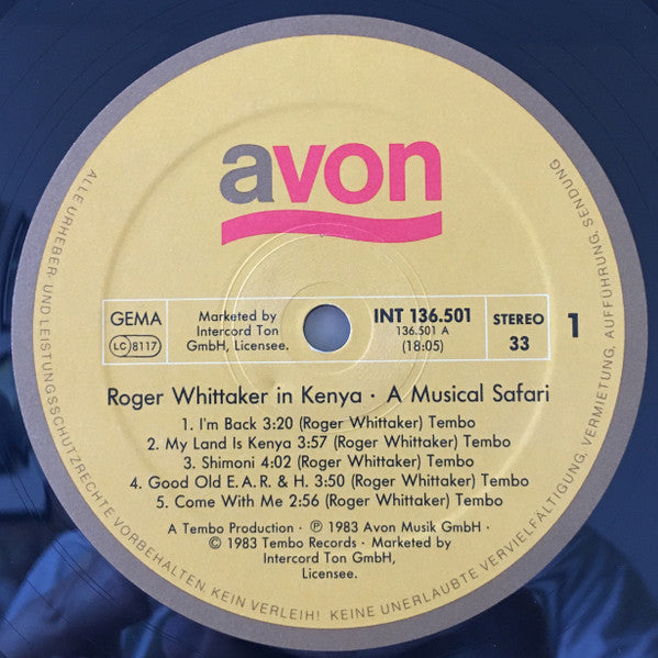 Roger Whittaker : Roger Whittaker In Kenya - A Musical Safari (LP, Album)