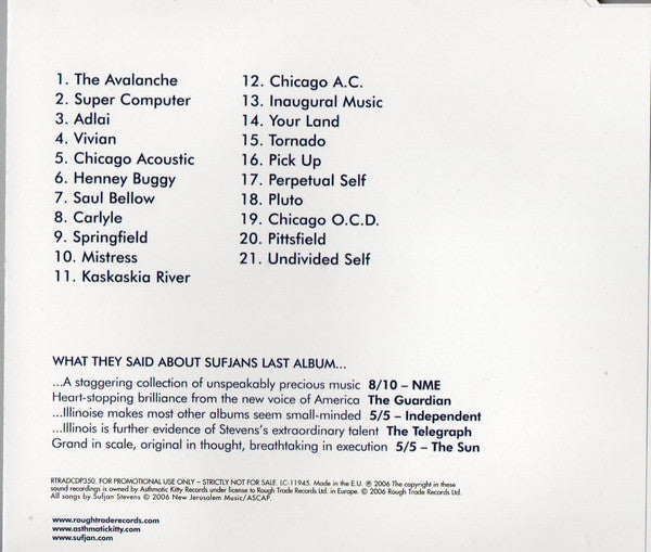 Sufjan Stevens : The Avalanche (CD, Album, Promo)