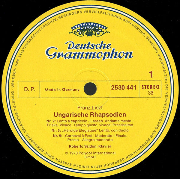 Franz Liszt, Roberto Szidon : Ungarische Rhapsodien = Hungarian Rhapsodies (LP, Album)