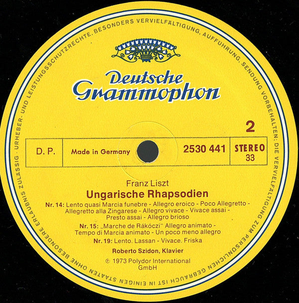 Franz Liszt, Roberto Szidon : Ungarische Rhapsodien = Hungarian Rhapsodies (LP, Album)