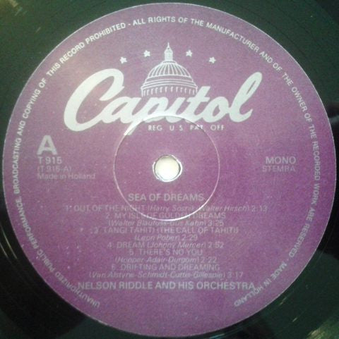 Nelson Riddle And His Orchestra : Sea Of Dreams (LP, Album, Mono, RE)