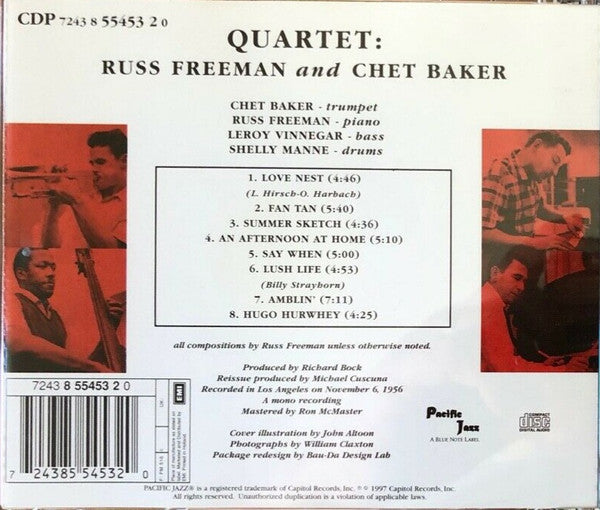 Chet Baker Quartet : Quartet: Russ Freeman And Chet Baker (CD, Album, RE, RM)