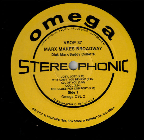 Dick Marx : Marx Makes Broadway (LP, RE)