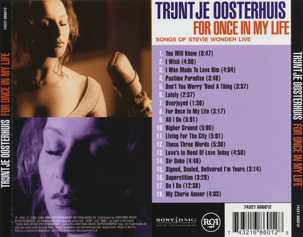 Trijntje Oosterhuis : For Once In My Life - Songs Of Stevie Wonder - Live (CD, RE)