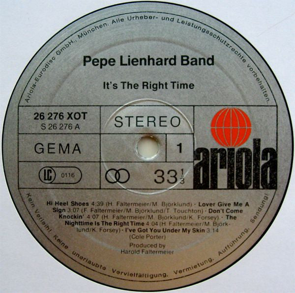 Pepe Lienhard Band : It's The Right Time (LP, Album)