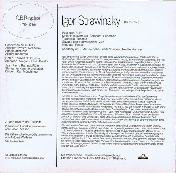 Giovanni Battista Pergolesi / Igor Stravinsky : Moderne Meisterwerke (Komponiert Nach Klassischen Vorlagen) (LP, Comp)