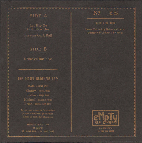 The Dickel Brothers : The Dickel Brothers (7", Num)