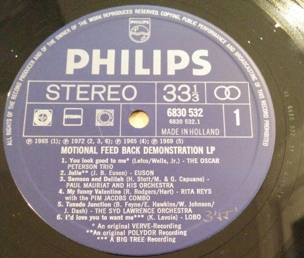 Various : Motional Feedback Demonstration Record (LP, Comp, 180)