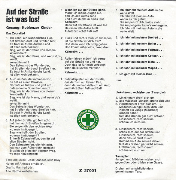 Josef Zander : Auf Der Strasse Ist Was Los! (7")