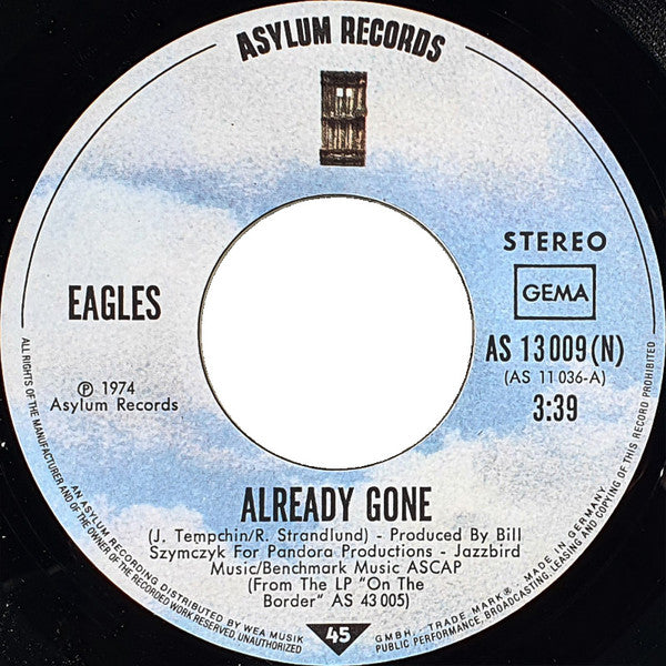 Eagles : Already Gone (7", Single)