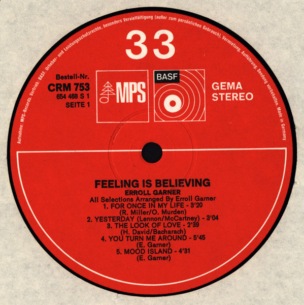 Erroll Garner : Feeling Is Believing (LP, Album)