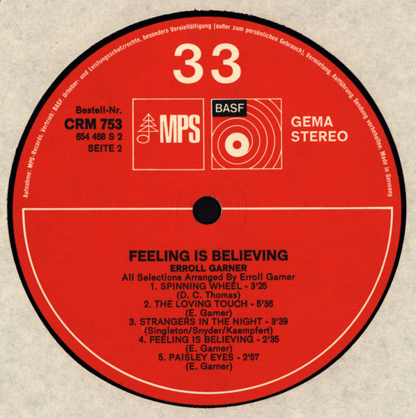 Erroll Garner : Feeling Is Believing (LP, Album)