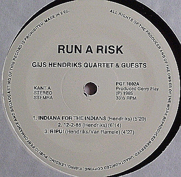 Gijs Hendriks Quartet : Run A Risk (LP, Album)